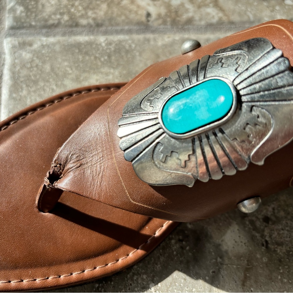 Brown With Turquoise Ali Macgraw Sandals